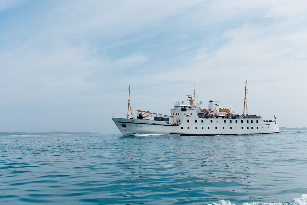 Scillonian III sailing toward the Isles of Scilly
