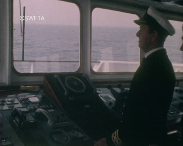 Harvey Thomas inside the bridge of Scillonian III