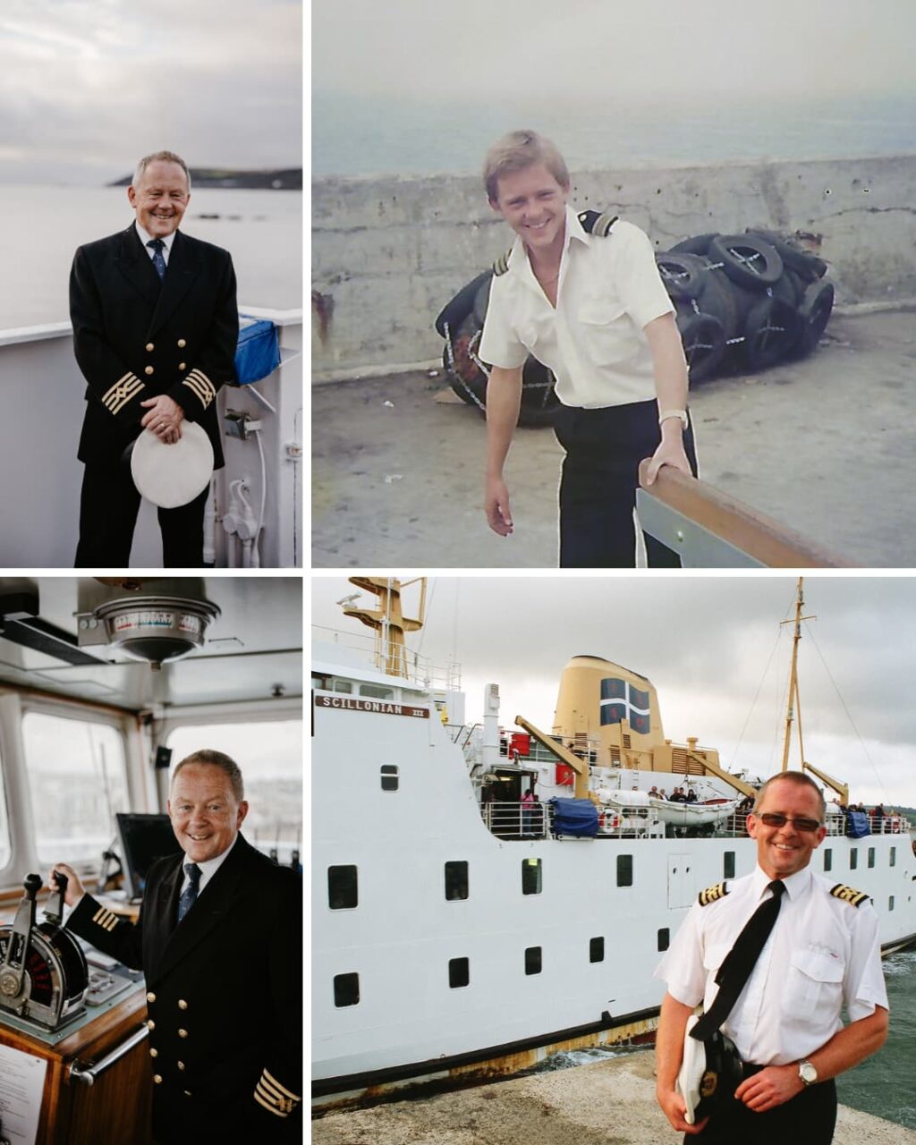 Four photographs of Pete Crawford over the years he worked at the Steamship Group.