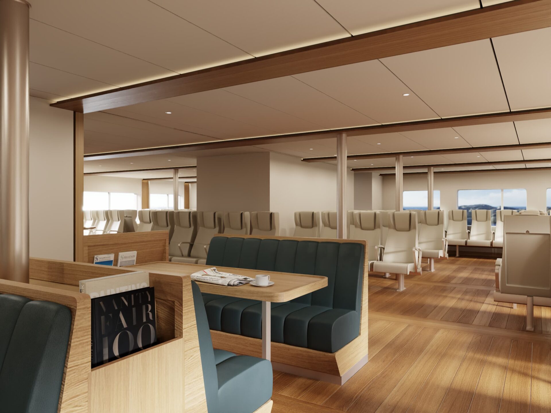 New cafe area on Scillonian IV on deck 3