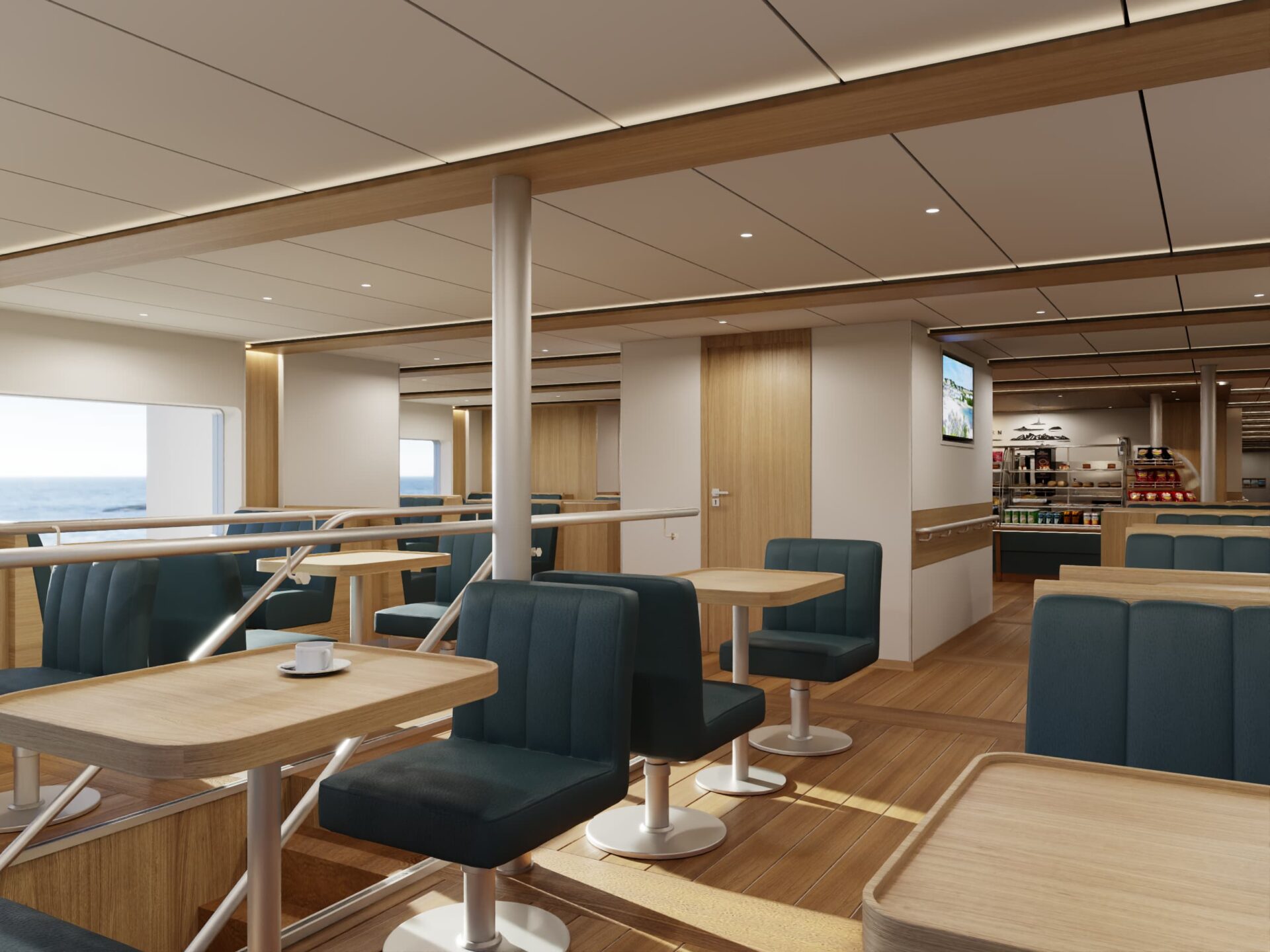 The new designs on board Scillonian IV, of the café on deck 4