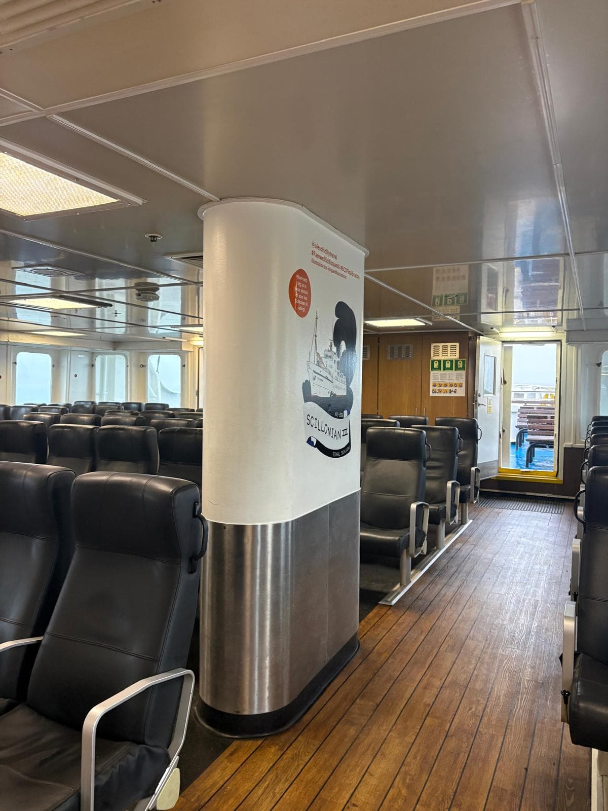 Scillonian III seating area showing the final season artwork